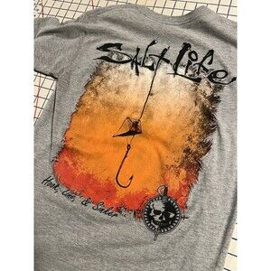 Salt Life Hook Line Sinker Salty Fishing Pocket T-Shirt SMALL Nature Outdoors
